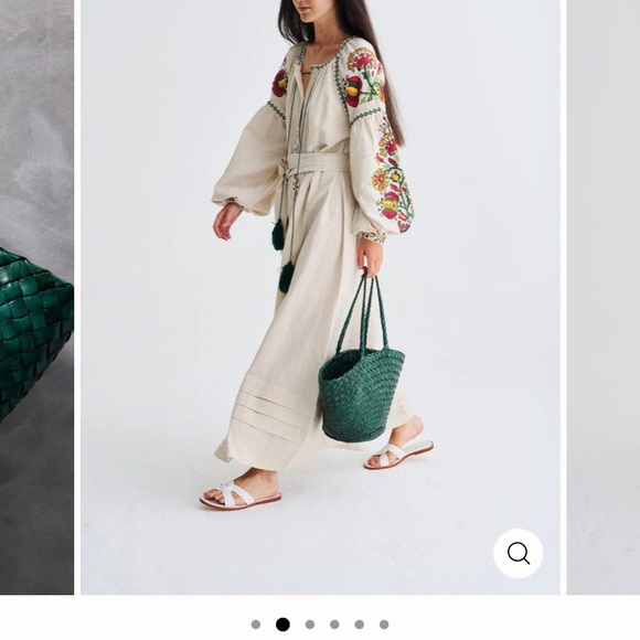 Dragon Diffusion Egola forest Green Woven Leather Tote - Picture 14 of 15